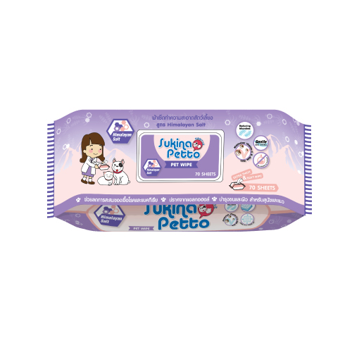 Sukina Petto Pet Wipe ผ้าเปียกเช็ดทำความสะอาดสำหรับสัตว์เลี้ยง